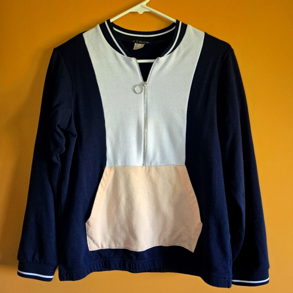 Venus Colorblock Half Zip Pullover PTP=18.5"